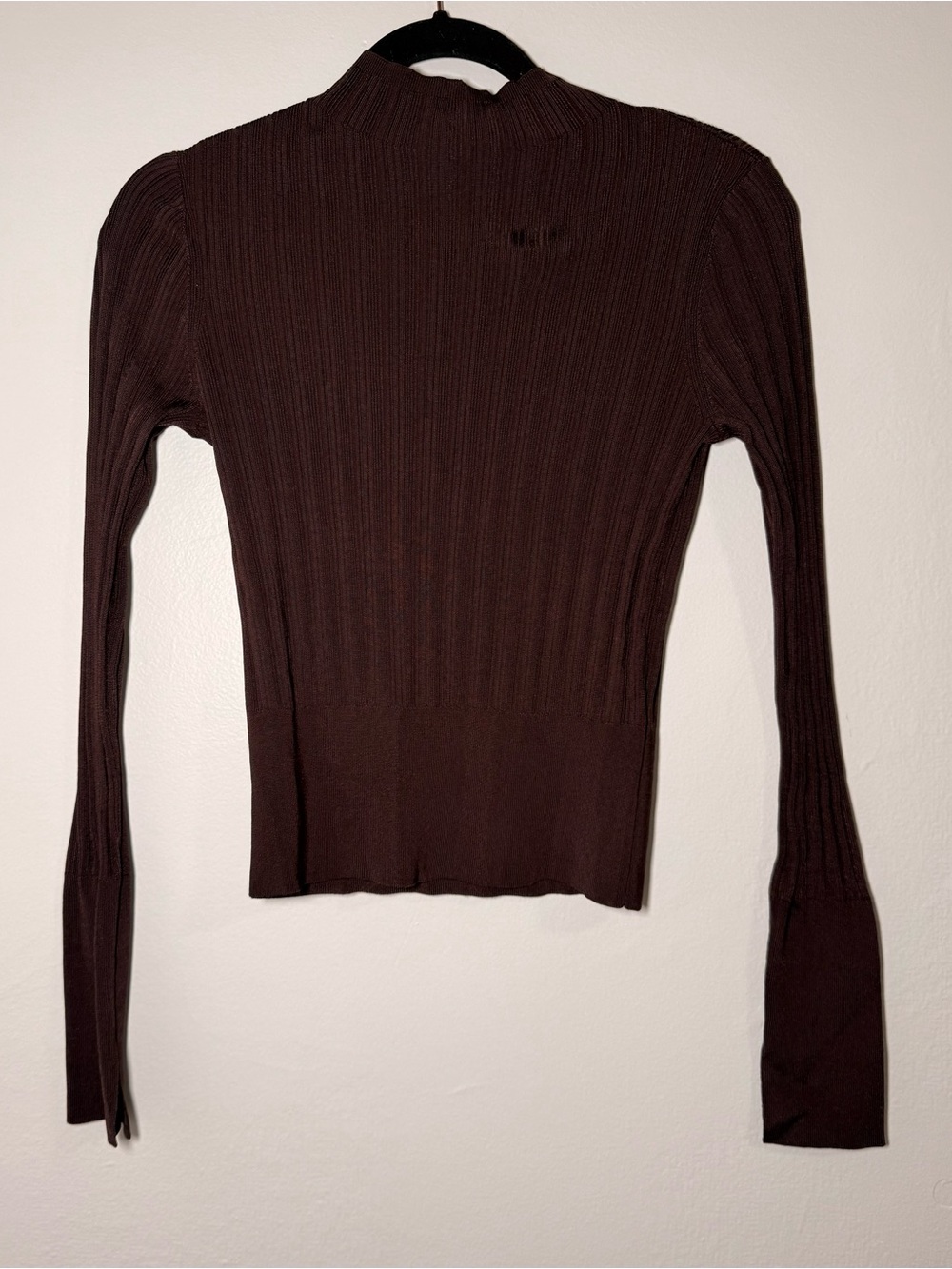 Rag & Bone Dawson Mock Neck Ribbed Knit Sweater Top Brown Slim Fit Size Small S